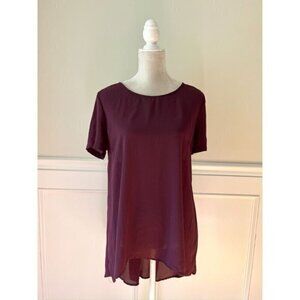 Love 21 Lace Back Hi Low Purple Tunic Blouse